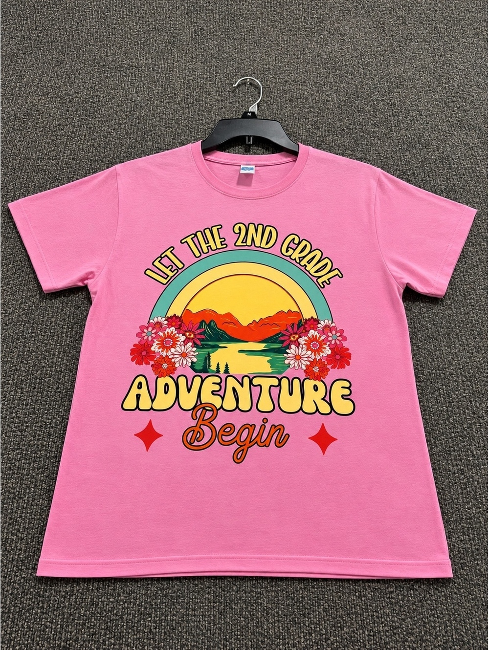 Port & Company Pink Adventure Begin Graphic T-Shirt, Medium